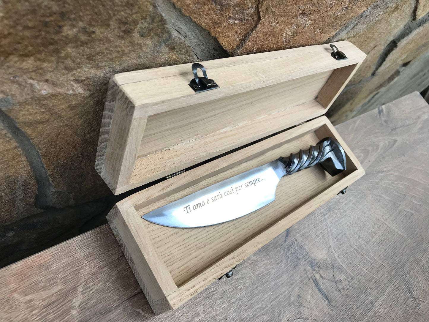 Iron gift, gift for him, mens gifts, engraved knife, railroad spike knife, iron anniversary, knife for groomsman, knife gift, knife gift box