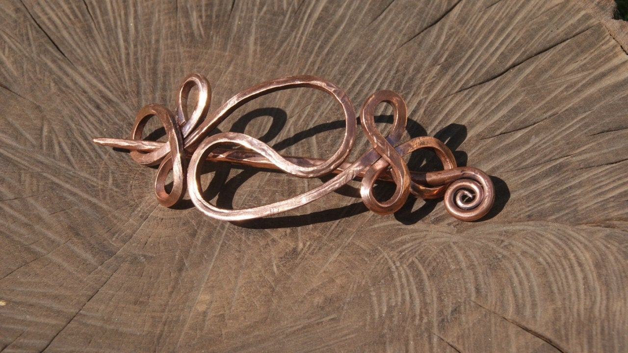 Copper gift, copper hair pin, copper anniversary, hair clip, hair slide, hair barrette, bun holder, hair jewelry, bridal hair pin,hair stick