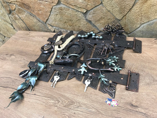 Iron gift, key holder, key organizer, catepillar, nest, rope, spider, oak, acorn, dragonfly, entrance decor, hallway decor, iron decor, axe