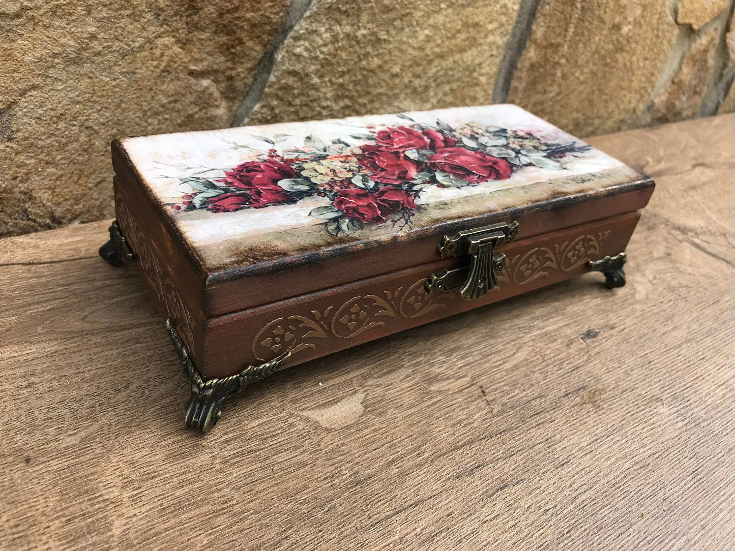 5th anniversary, jewelry box, wooden gift for her, jewelry storage, wooden anniversary, jewelry casket, treasure chest, vintage casket