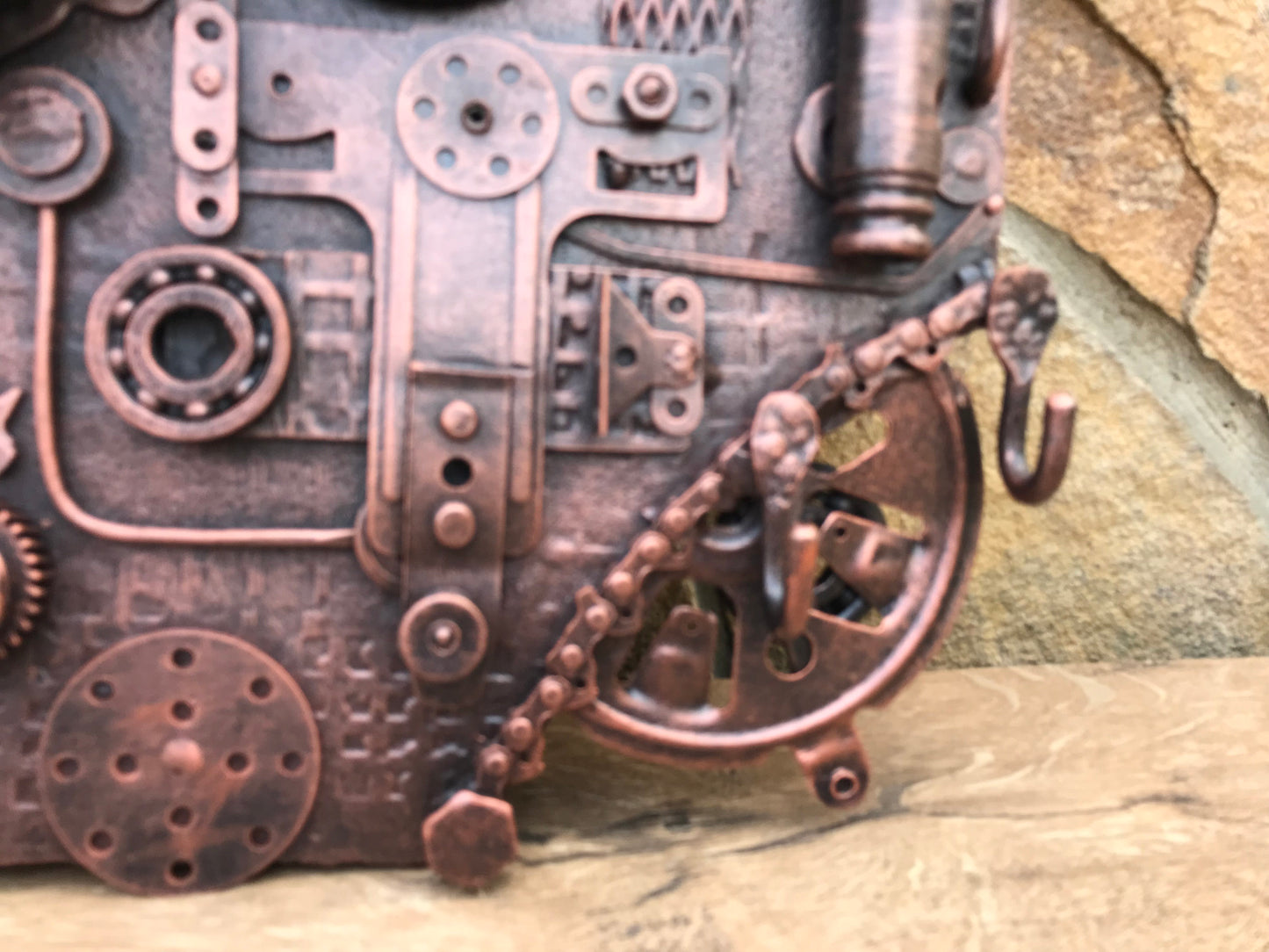 Steampunk wall clock, steampunk clock, steampunk, hooks, shelf, rack, hallway decor, steampunk hooks, wall hooks, industrial decor, clock