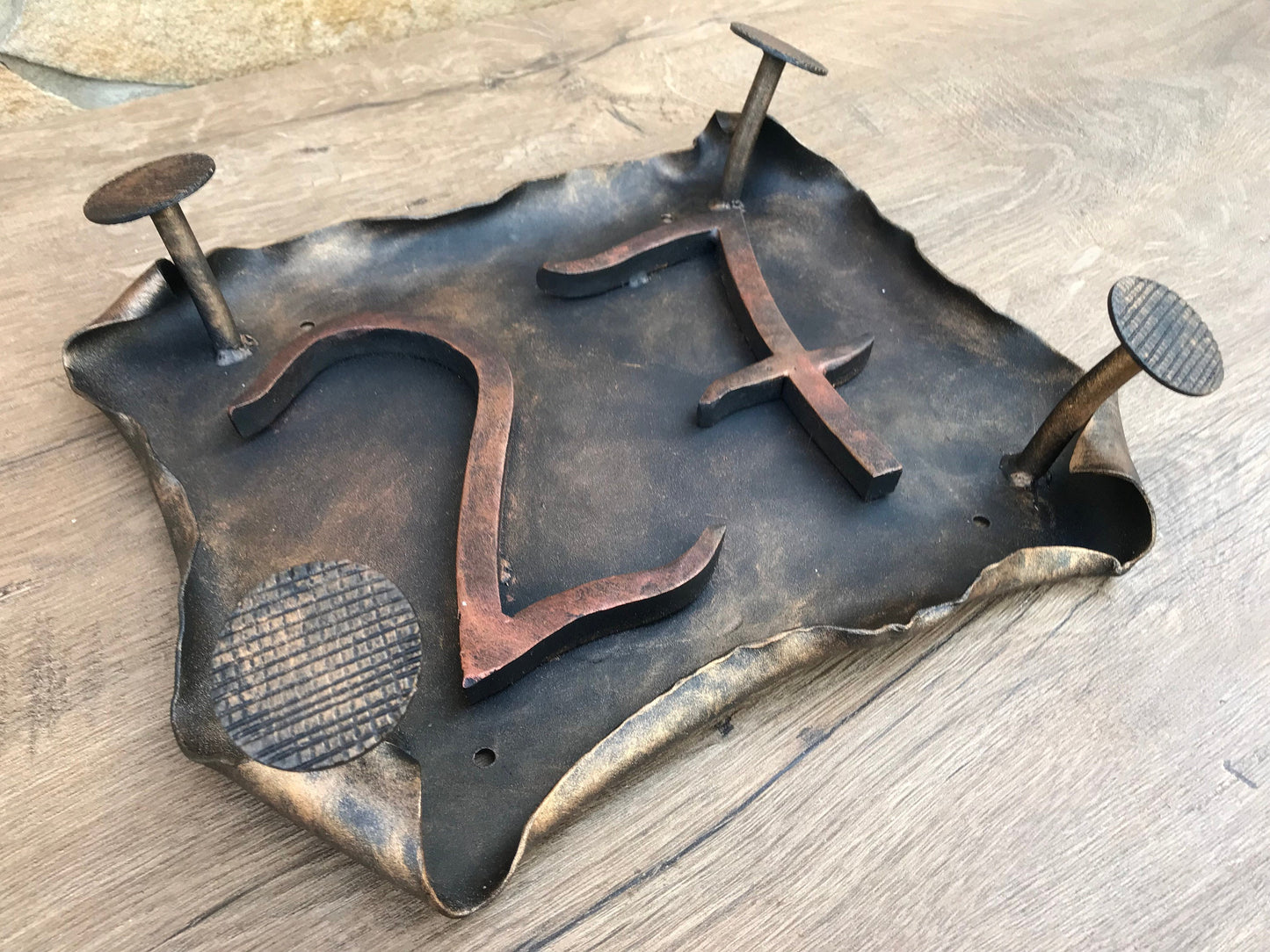 Hand forged address number sigh, rustic plaque, hand forged number, metal house number, house plate, address number sign, address sign