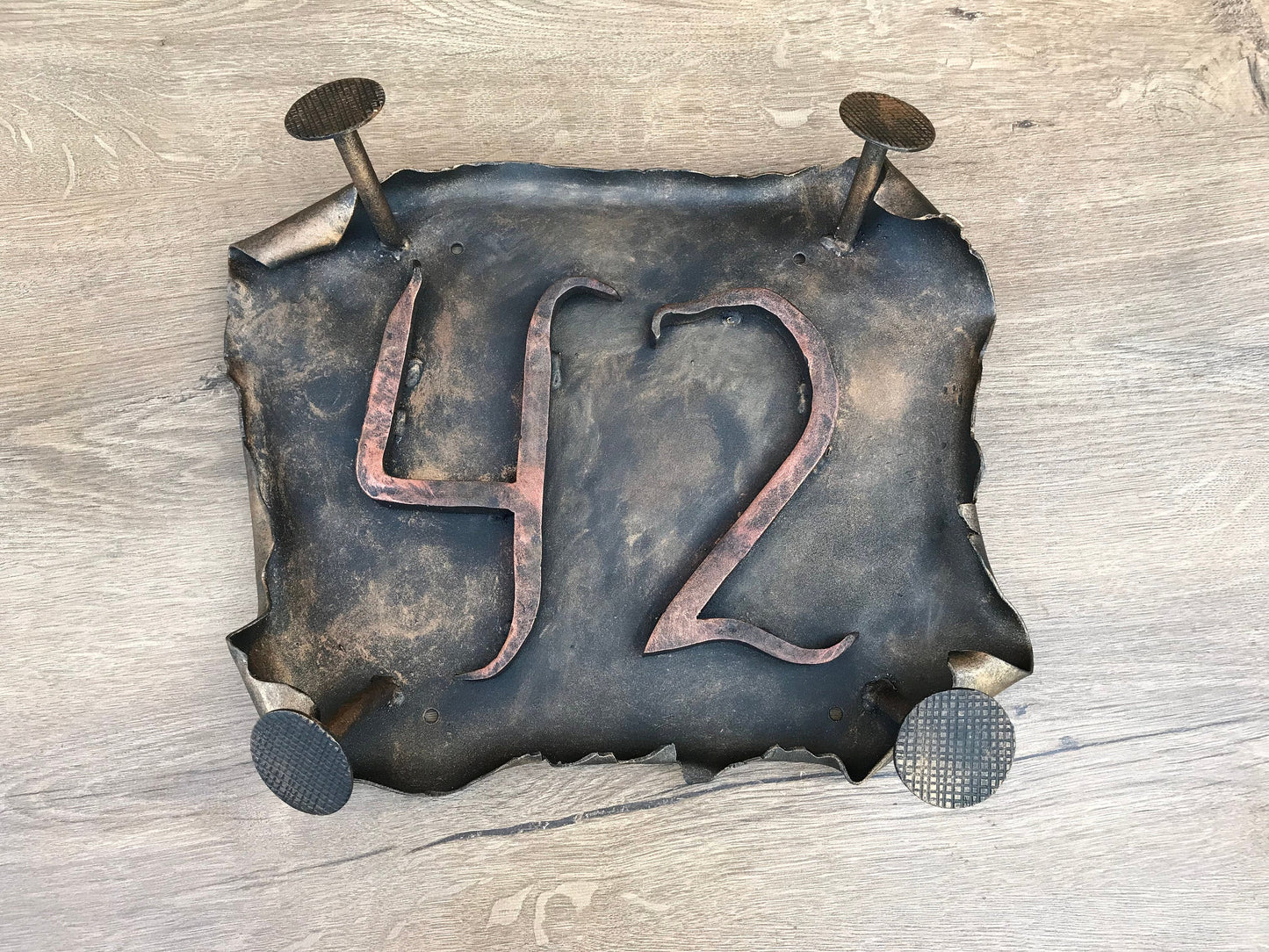 Hand forged address number sigh, rustic plaque, hand forged number, metal house number, house plate, address number sign, address sign