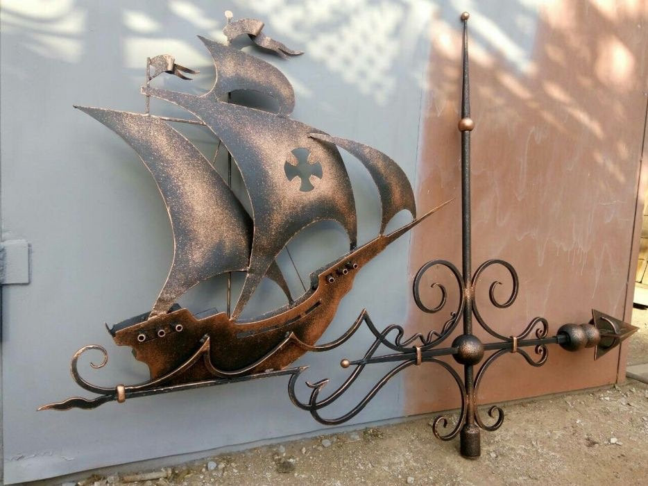 Weather vane, windvane, vane, wind vane, weathercock, roof mount, metal wind vane, yard art, ship, ship deoor, ship gifts,garden metal decor