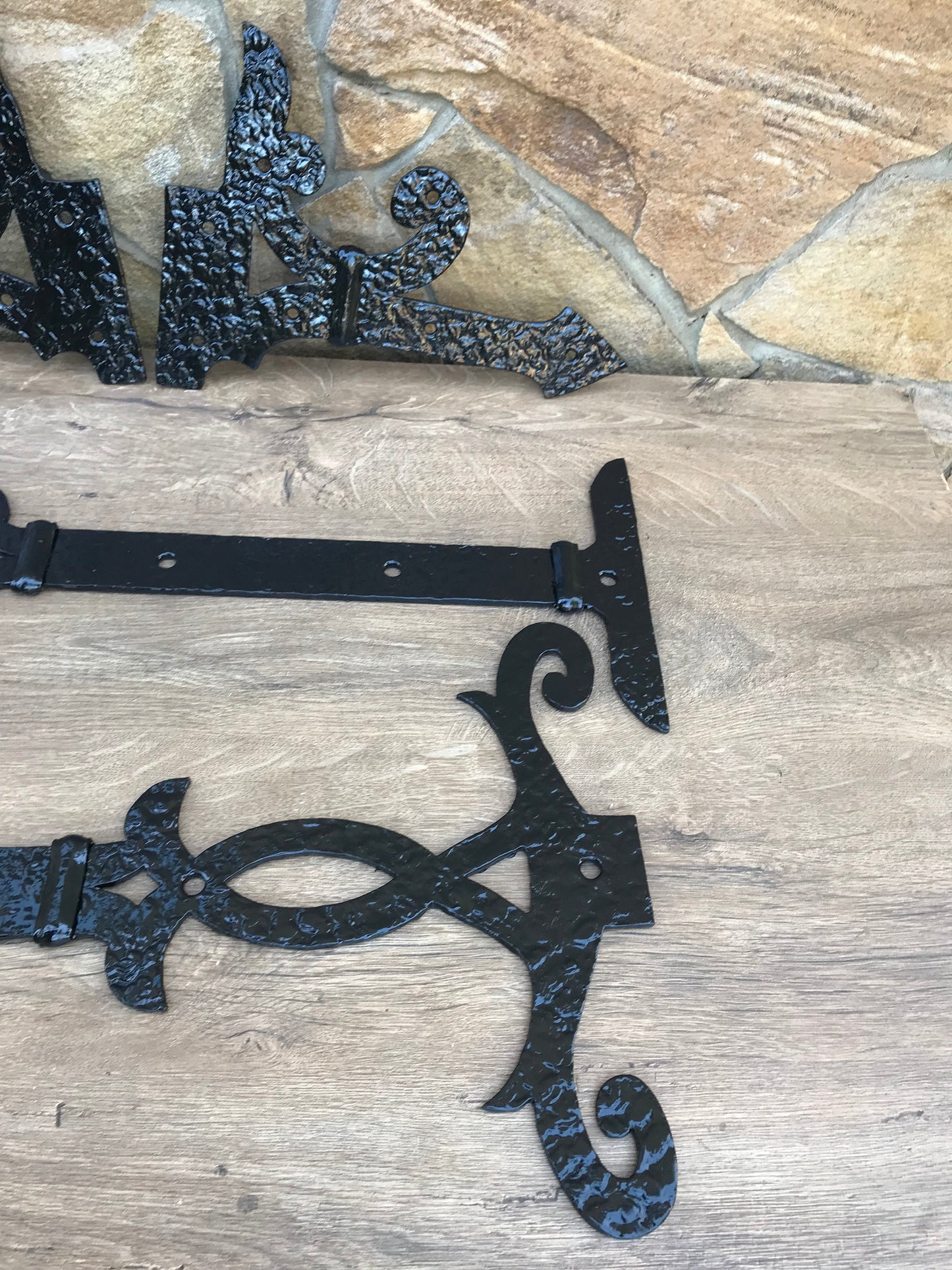 Gate hinges, pair hinges, rustic hinges, shudders, blacksmith, decorative hinges, door handle, strap hinges, metal door hardware,iron nails