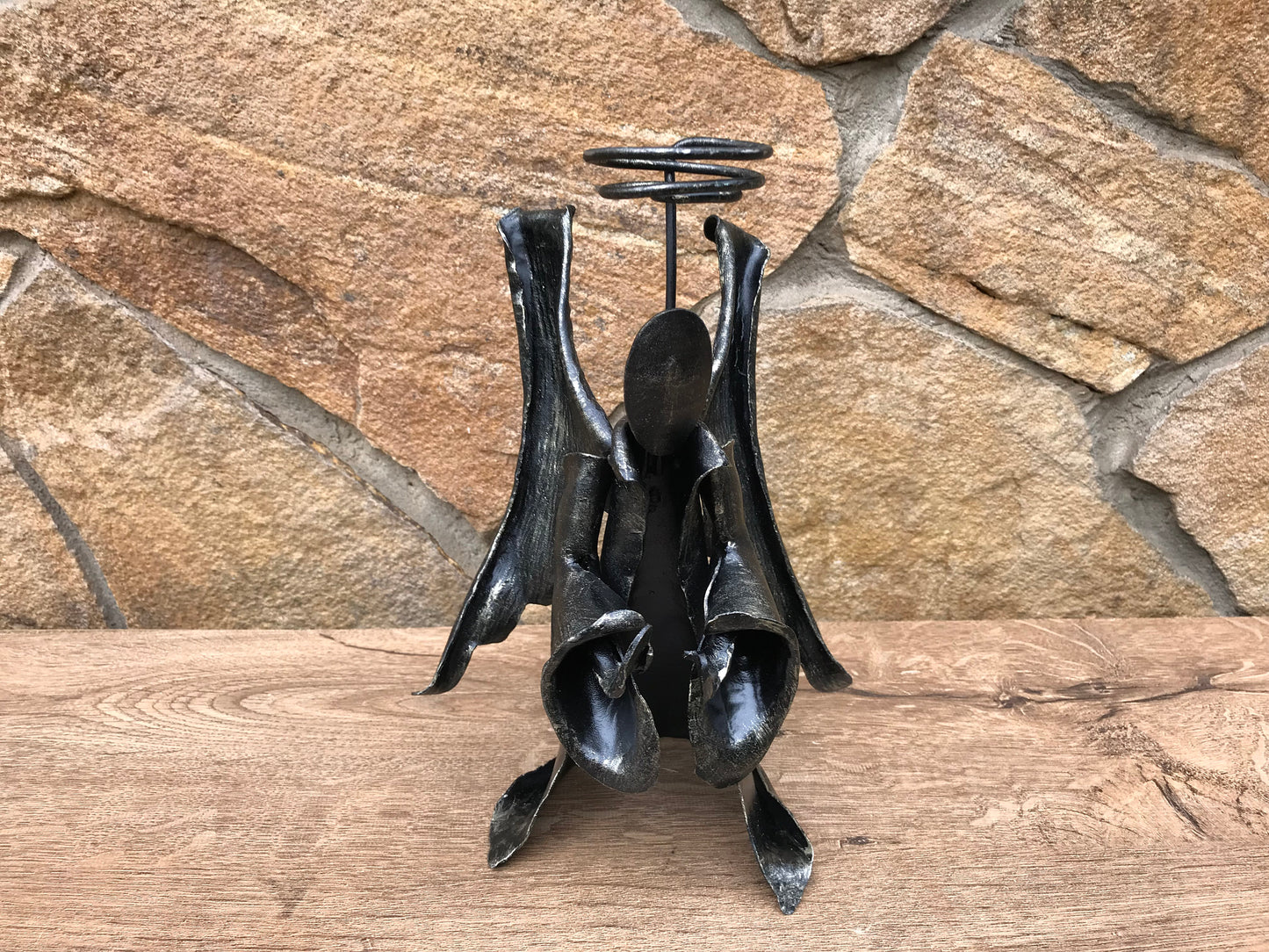 Candle holder, church candle, iron anniversary gift, iron gift, agel, church, candlestick holder, church charm, angel wings, church gifts