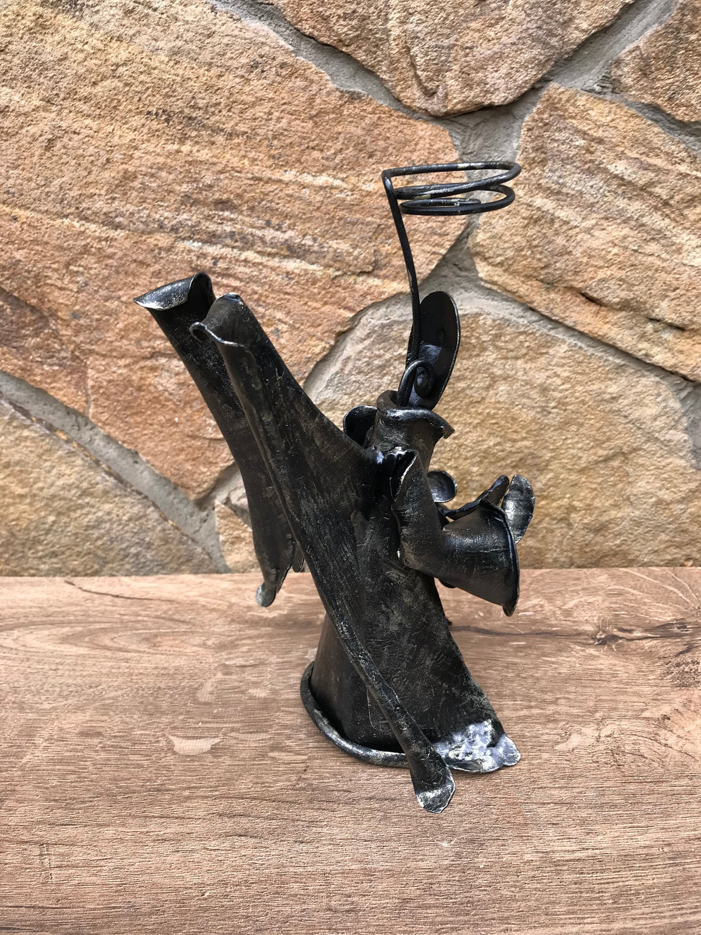 Candle holder, church candle, iron anniversary gift, iron gift, agel, church, candlestick holder, church charm, angel wings, church gifts