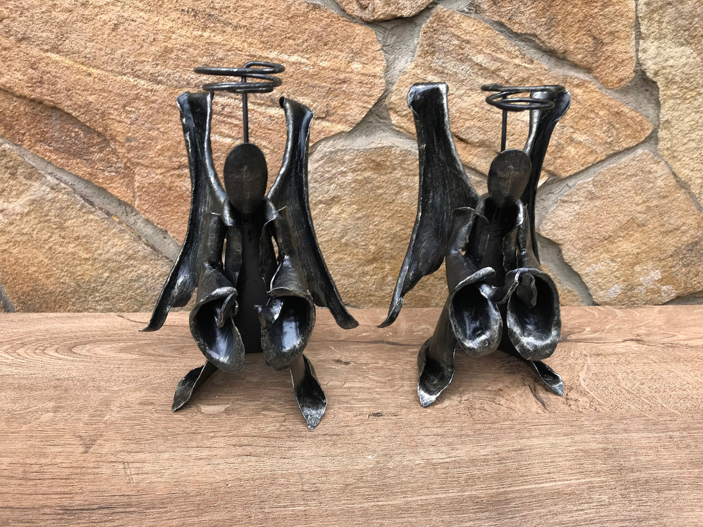 Candle holder, church candle, iron anniversary gift, iron gift, agel, church, candlestick holder, church charm, angel wings, church gifts