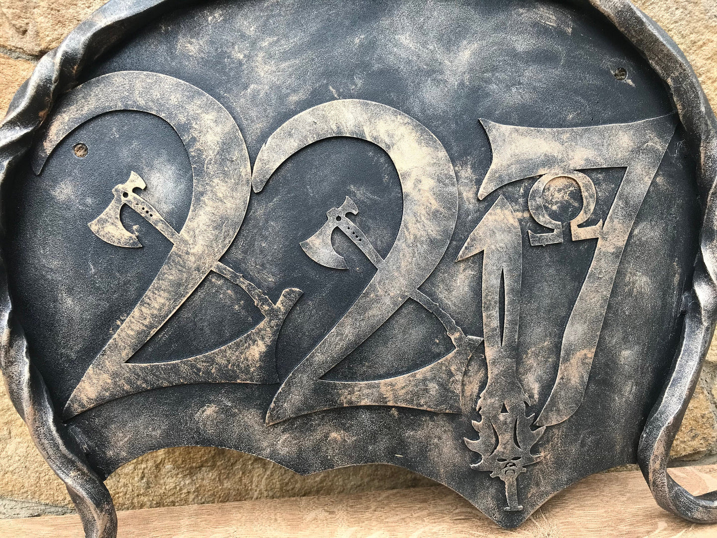 House number plaque, God of War, house number sign, Kratos, house numbers, leviathan axe, house number decor, house number display, plaque