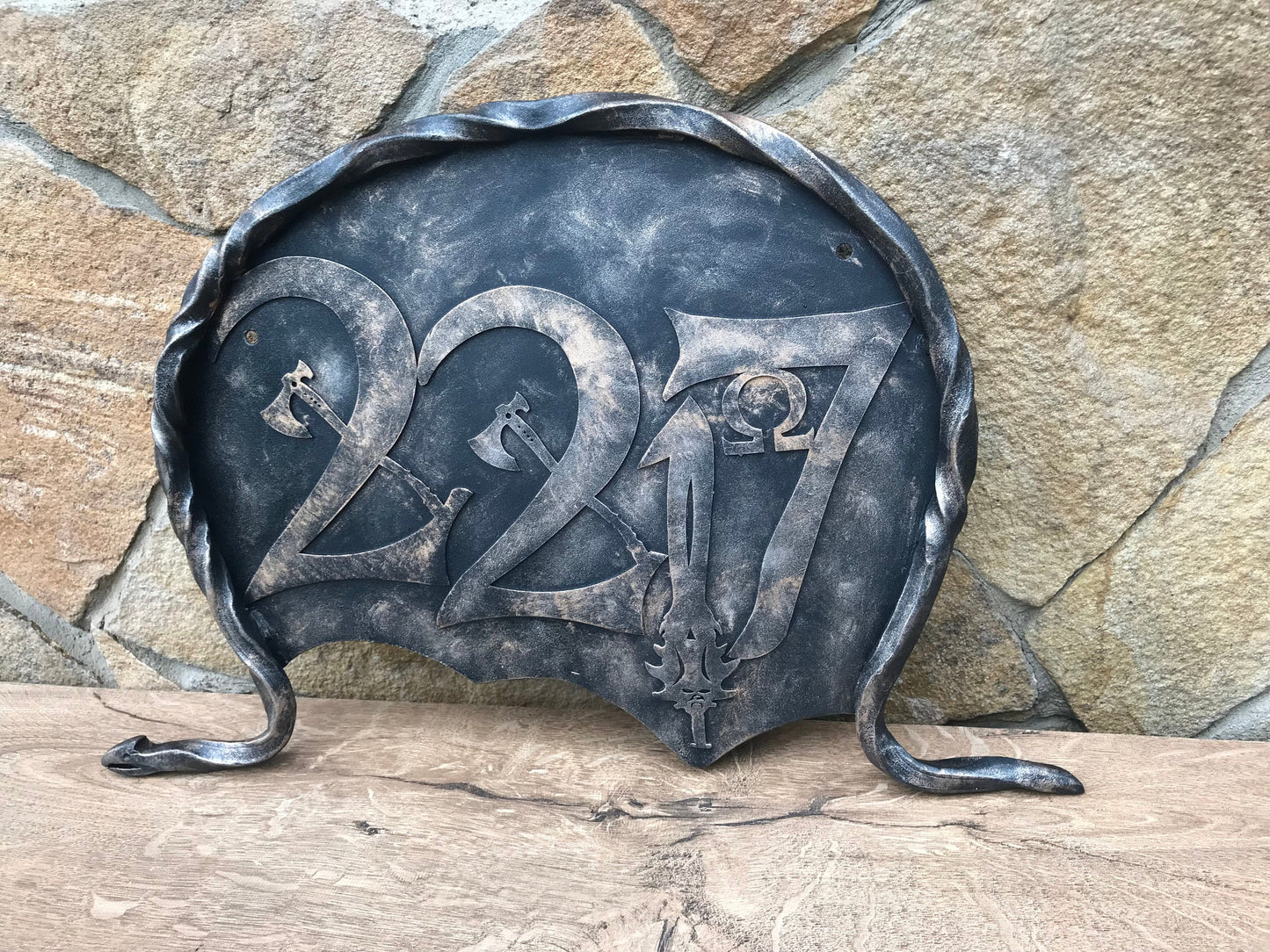 House number plaque, God of War, house number sign, Kratos, house numbers, leviathan axe, house number decor, house number display, plaque