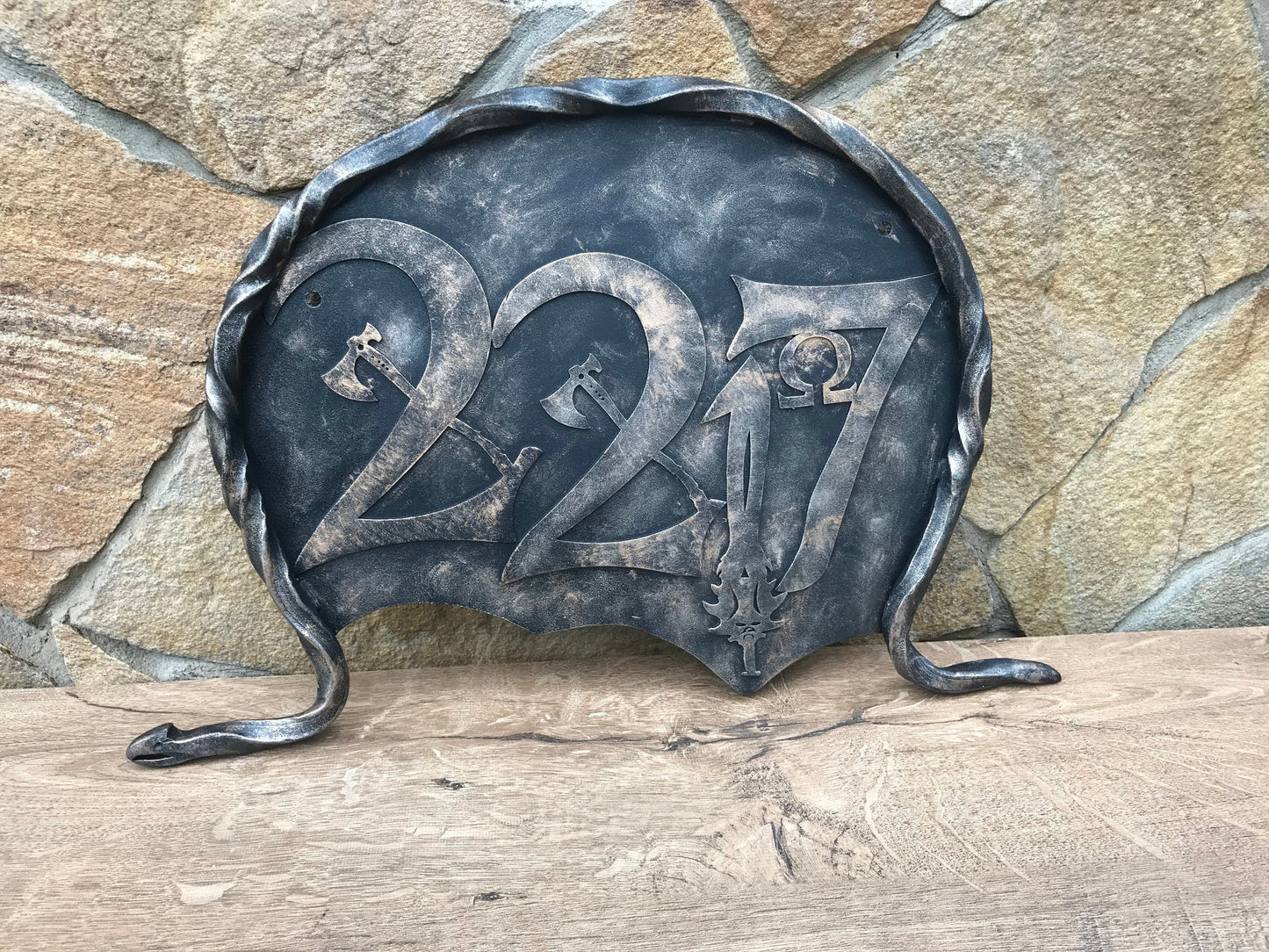 House number plaque, God of War, house number sign, Kratos, house numbers, leviathan axe, house number decor, house number display, plaque