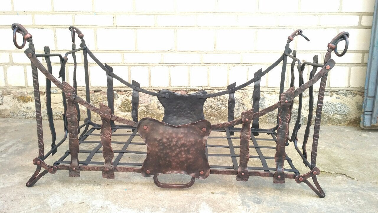 Fireplace gift, log rack, castle decoration, log holder, castle charm, vintage fireplace, middle age, firewood rack, log storage, fireplace