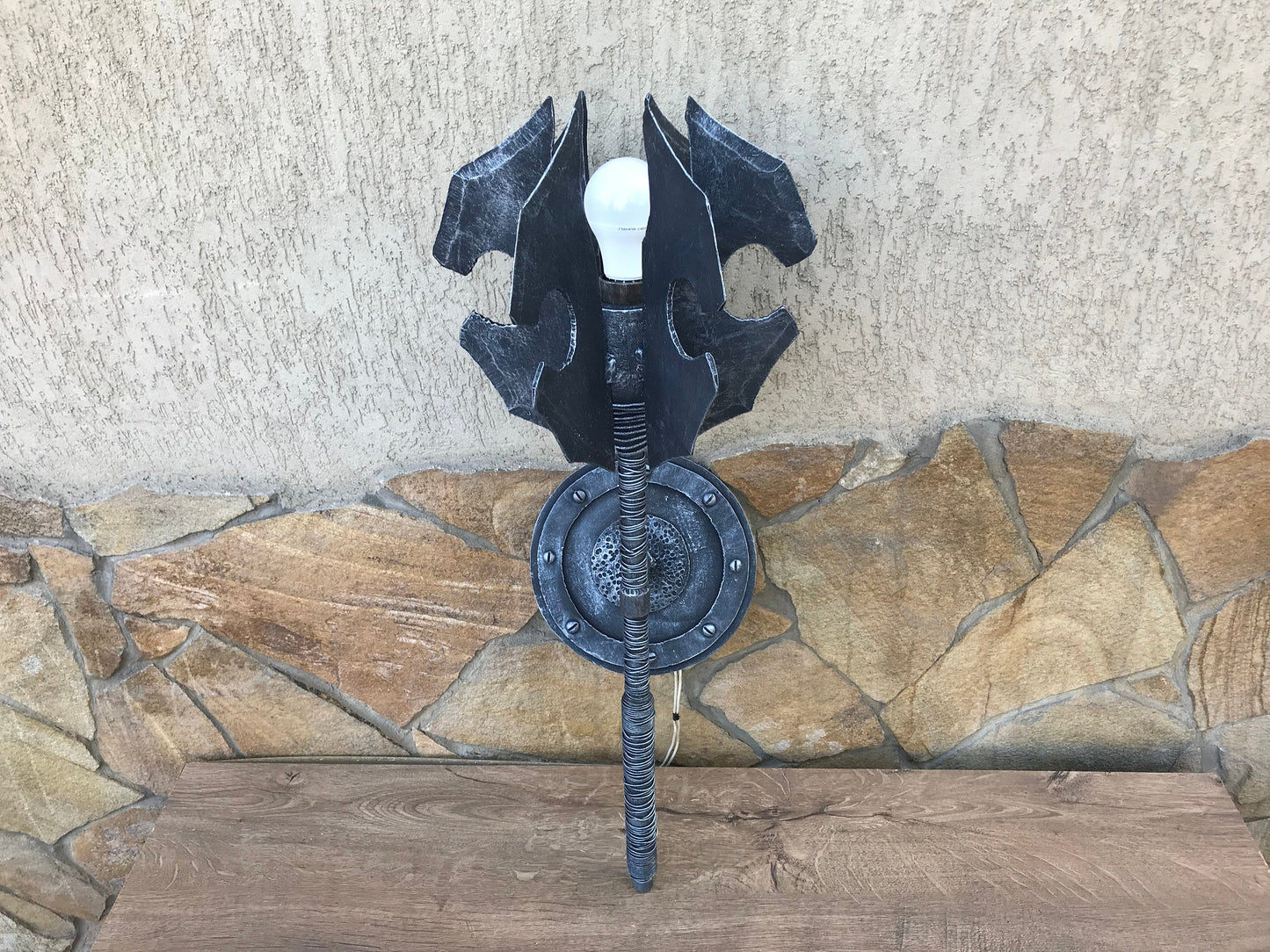Wall sconce, mace, sconce light, wall lamp, mace, war mace, hand forged mace, flail, sconce, castle decor, medieval