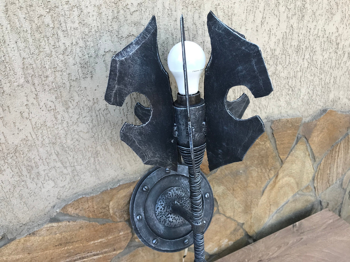 Wall sconce, mace, sconce light, wall lamp, mace, war mace, hand forged mace, flail, sconce, castle decor, medieval