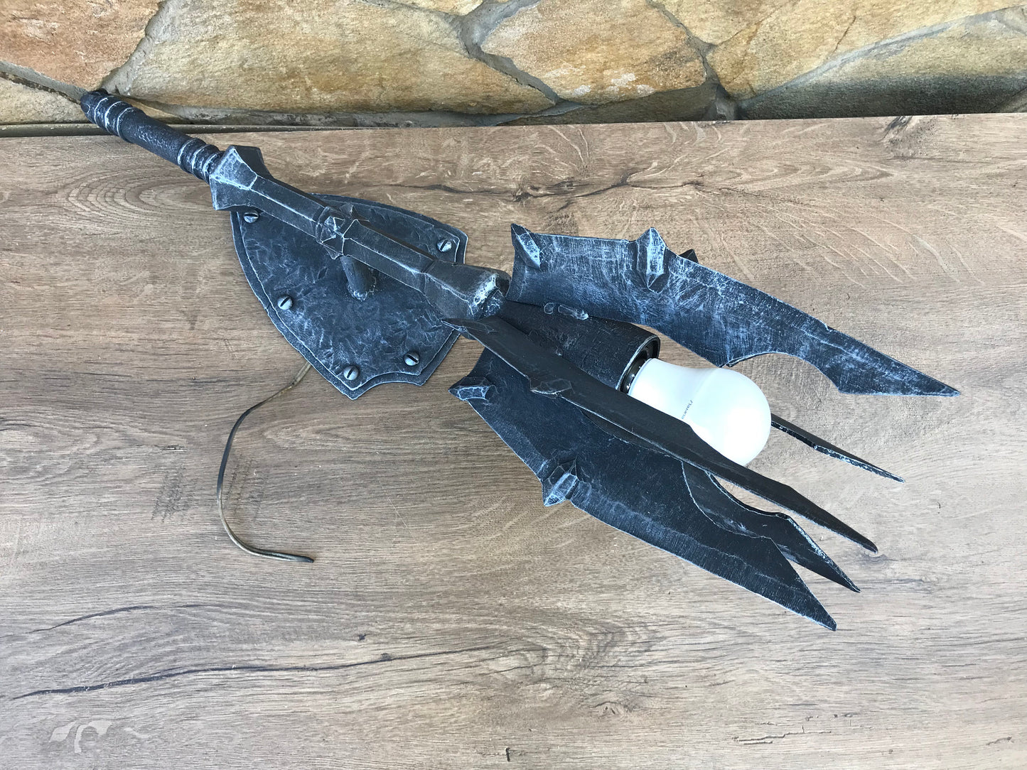 Wall sconce, Saurons mace, mace, sconce light, Sauron, hand forged mace, hand forged sconce, cosplay weapon, viking axe