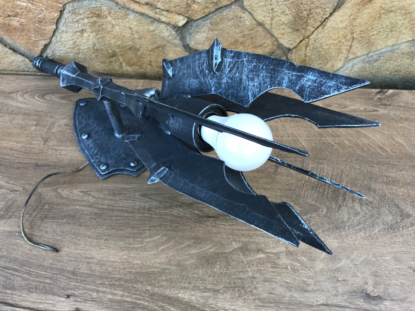 Wall sconce, Saurons mace, mace, sconce light, Sauron, hand forged mace, hand forged sconce, cosplay weapon, viking axe