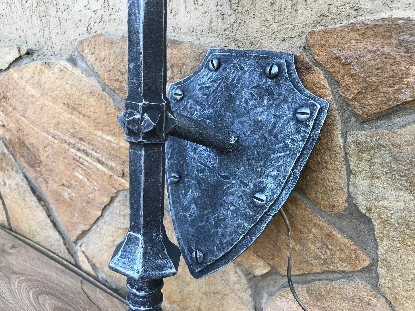 Wall sconce, Saurons mace, mace, sconce light, Sauron, hand forged mace, hand forged sconce, cosplay weapon, viking axe