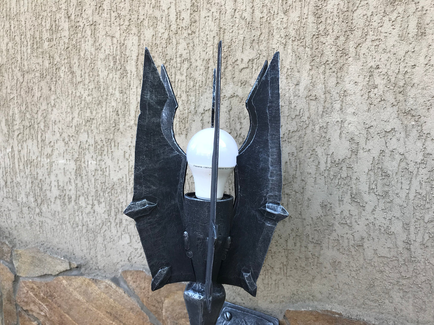 Wall sconce, Saurons mace, mace, sconce light, Sauron, hand forged mace, hand forged sconce, cosplay weapon, viking axe