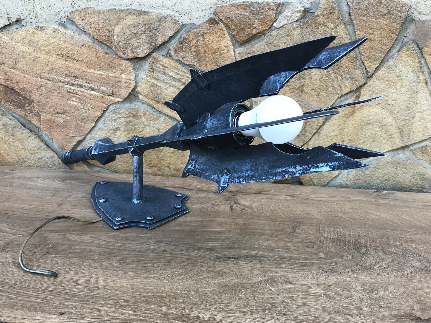 Wall sconce, Saurons mace, mace, sconce light, Sauron, hand forged mace, hand forged sconce, cosplay weapon, viking axe