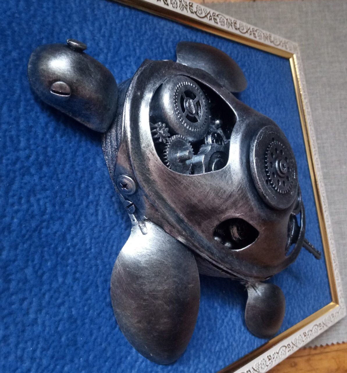 Steampunk turtle, turtle, industrial painting, recycled turtle, steampunk painting, steampunk wall decor, gears, wall decor, junk art