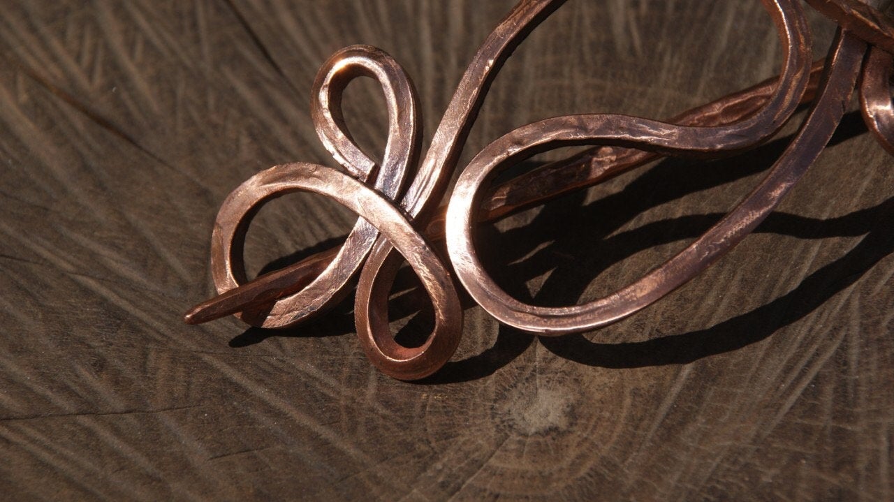 Copper gift, copper hair pin, copper anniversary, hair clip, hair slide, hair barrette, bun holder, hair jewelry, bridal hair pin,hair stick