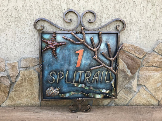 House number plaque, house number sign, sea theme, ocean theme, house number ideas, house number, numbers, plaque, sign, sea life,ocean life