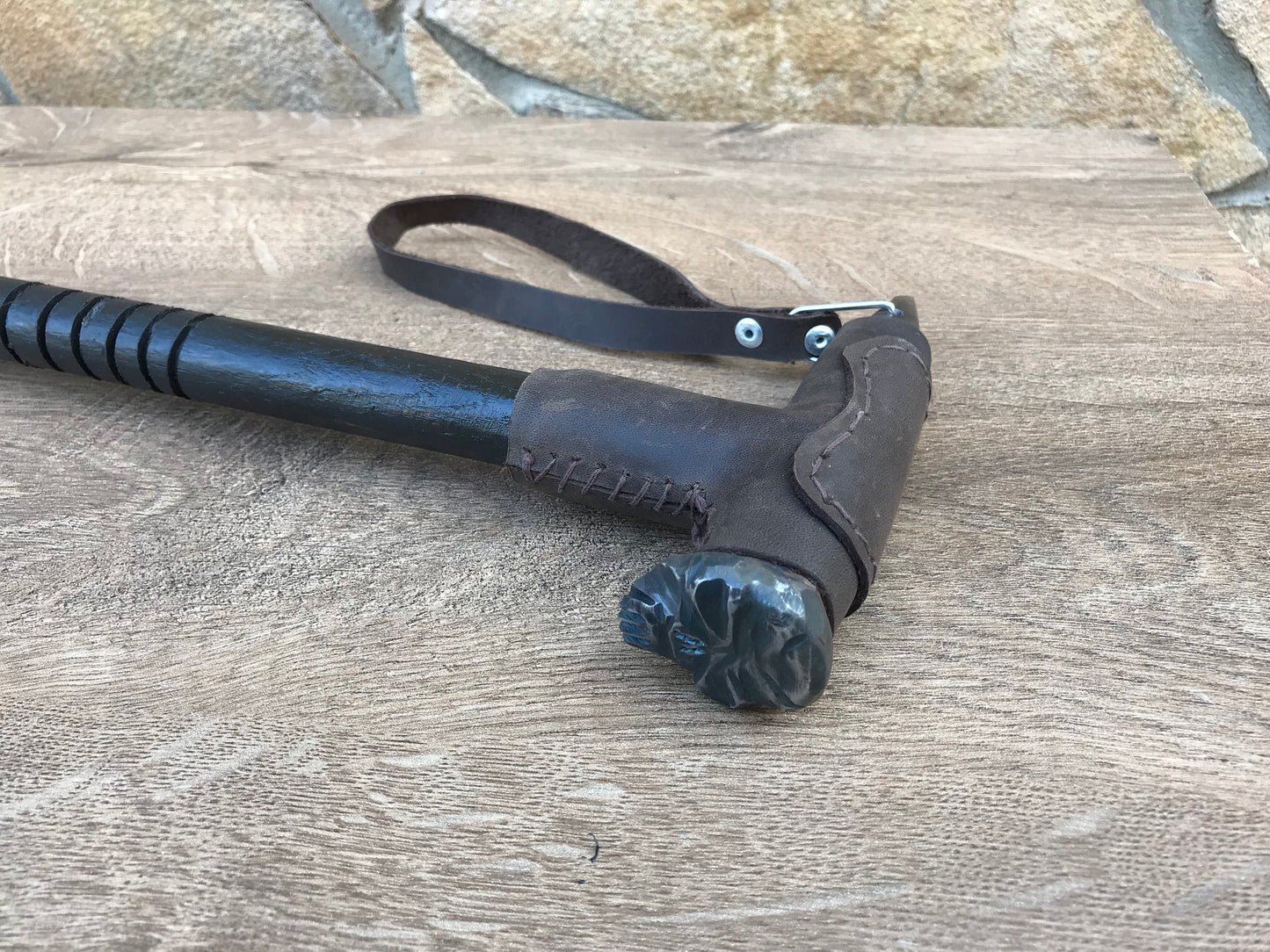 Skull cane, railrod spike, walking cane, skull, walking stick, walking stick cane, cane, wooden gift, iron gift for men, stick, mens gifts