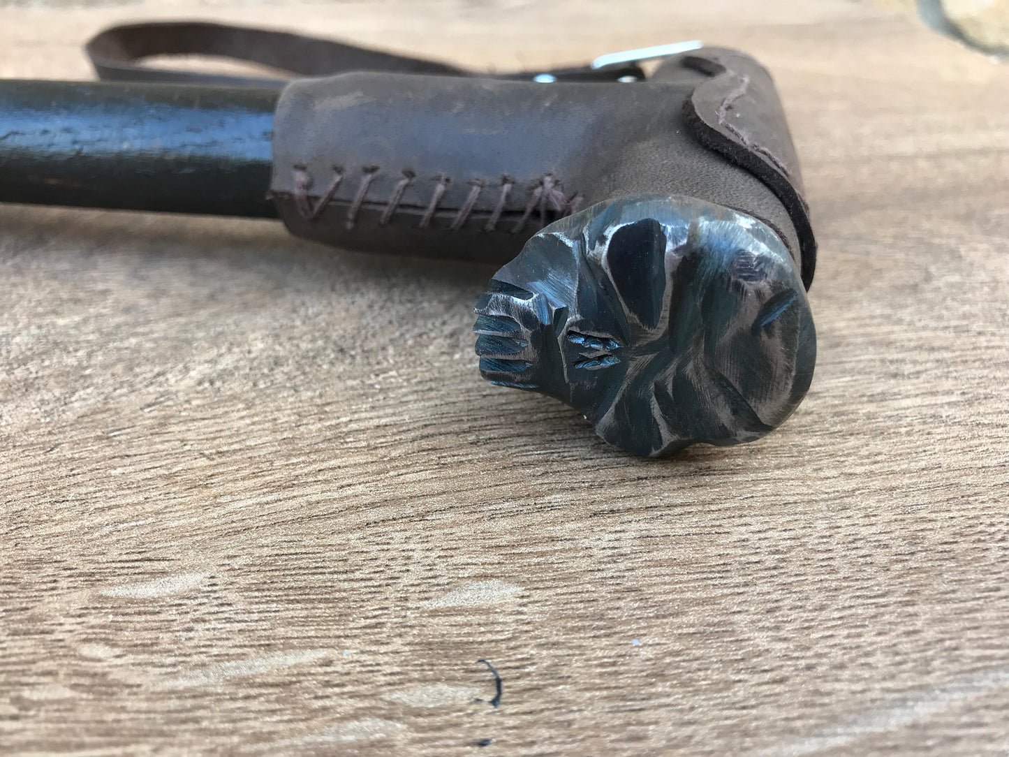 Skull cane, railrod spike, walking cane, skull, walking stick, walking stick cane, cane, wooden gift, iron gift for men, stick, mens gifts