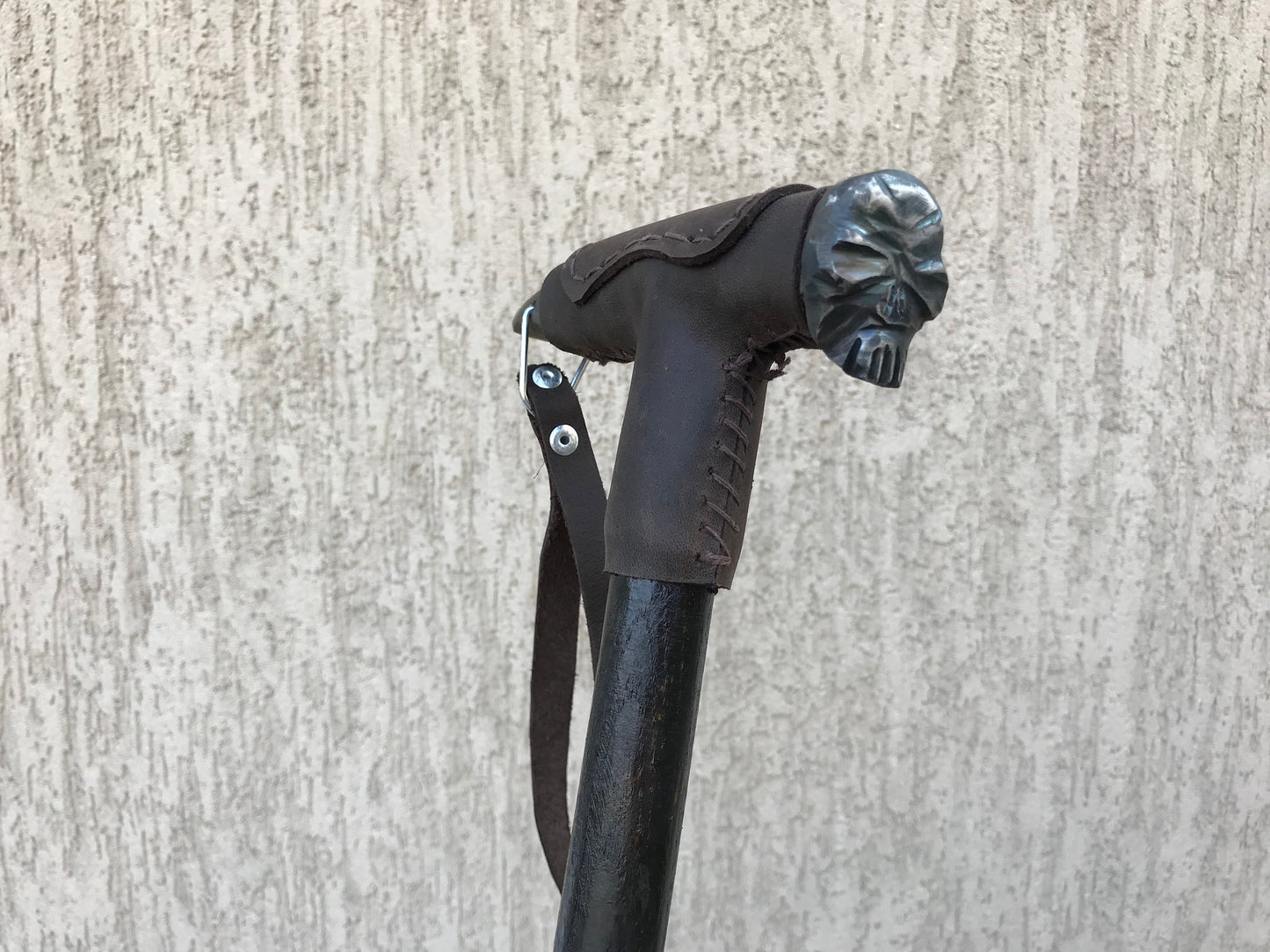 Skull cane, railrod spike, walking cane, skull, walking stick, walking stick cane, cane, wooden gift, iron gift for men, stick, mens gifts