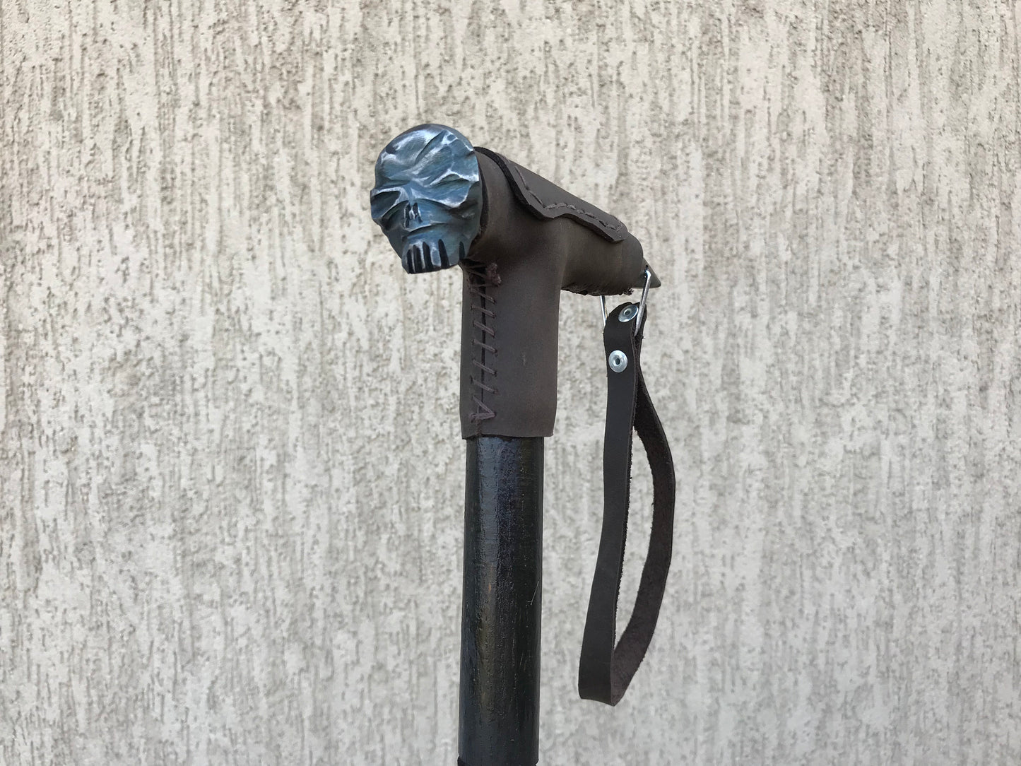 Skull cane, railrod spike, walking cane, skull, walking stick, walking stick cane, cane, wooden gift, iron gift for men, stick, mens gifts