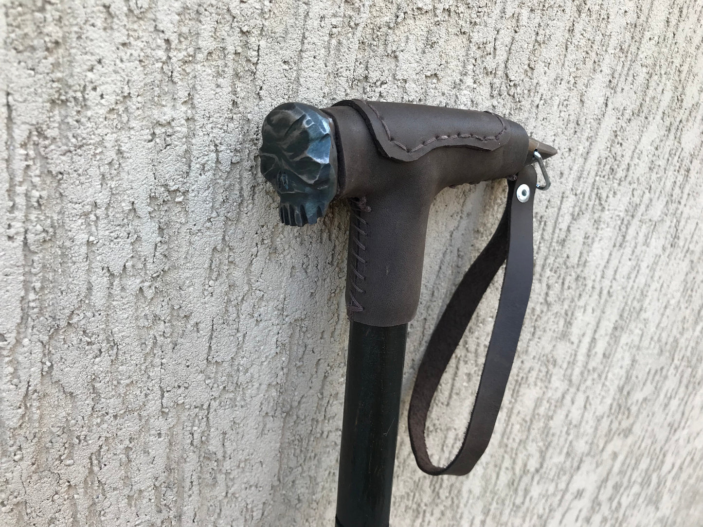 Skull cane, railrod spike, walking cane, skull, walking stick, walking stick cane, cane, wooden gift, iron gift for men, stick, mens gifts