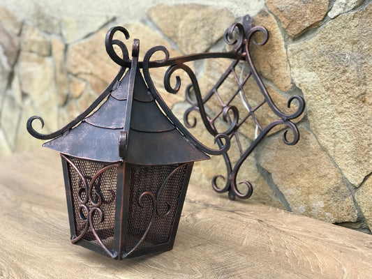 Wall lamp, hand forged lamp, wall sconce, iron lamp, hand forged lantern, garden lamp, porch lamp, candelabra, chandelier, light fixture