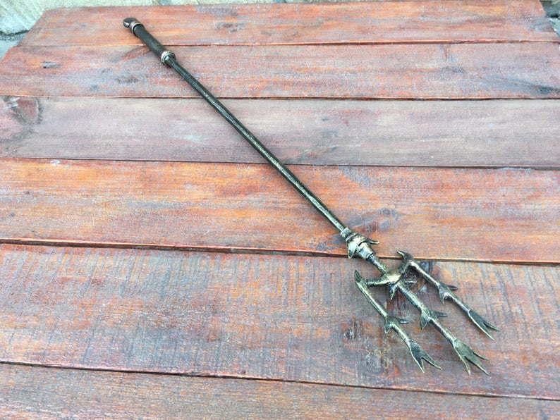 Poseidon trident, trident of Poseidon, mermaid trident, Nuptune trident, hand forged trident, cosplay, cartoon, ocean decor, aquaman