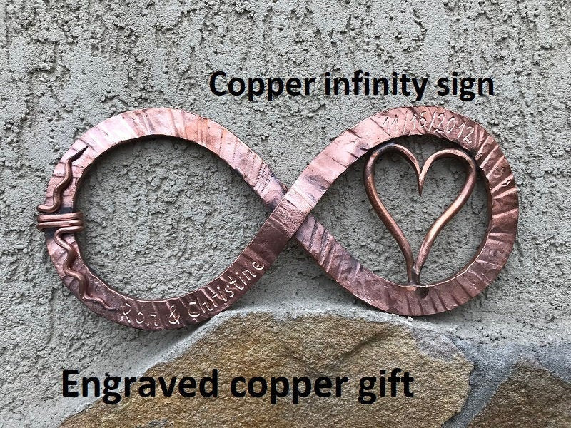 Copper anniversary gift, 7 year anniversary, copper gift,copper infinity sign,infinity sign,infinity sign decor,infinity art,7th anniversary