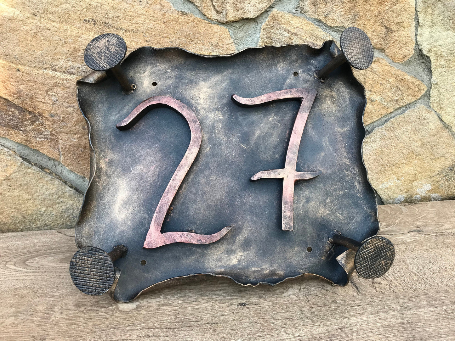 Hand forged address number sigh, rustic plaque, hand forged number, metal house number, house plate, address number sign, address sign