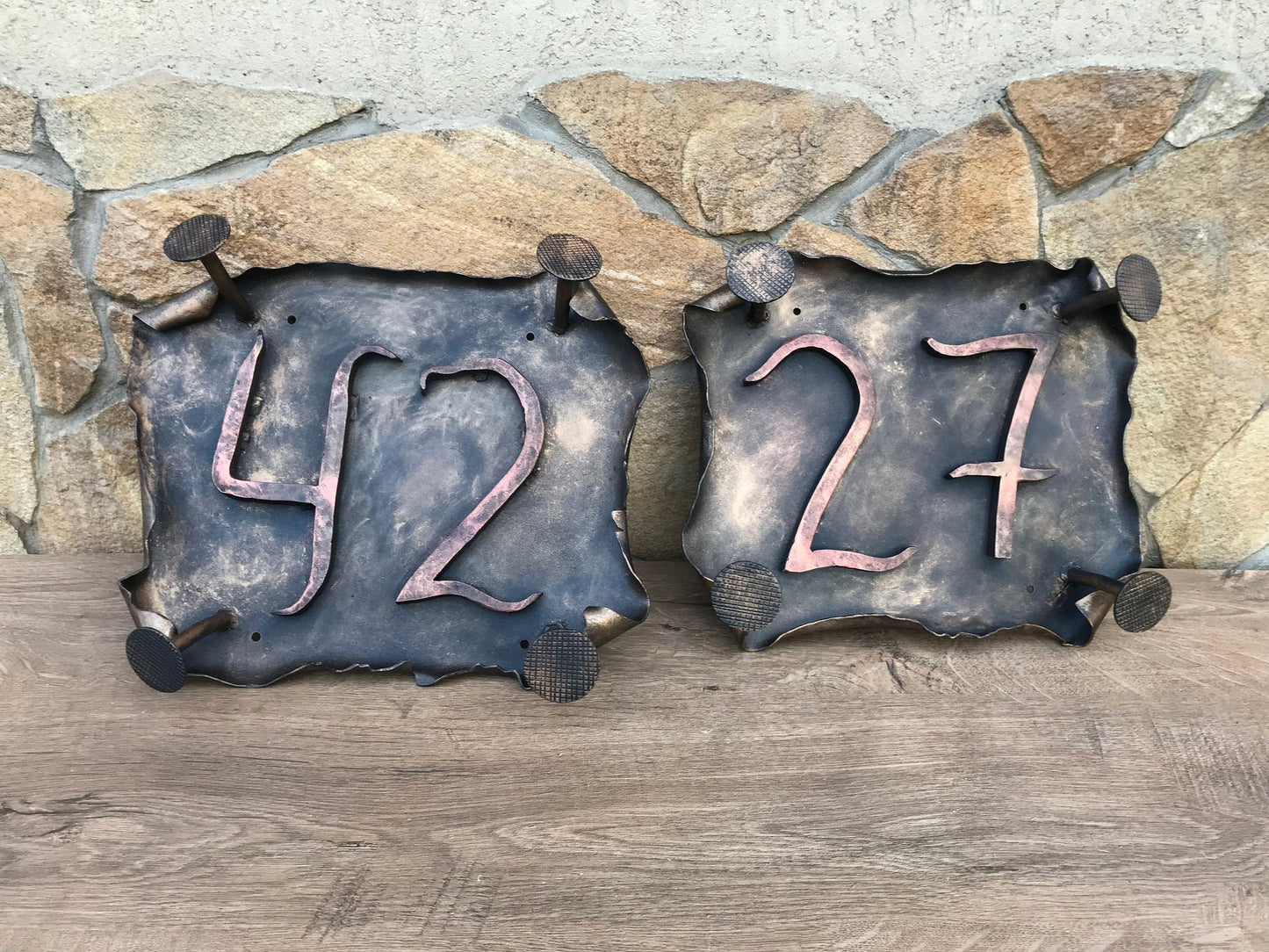 Hand forged address number sigh, rustic plaque, hand forged number, metal house number, house plate, address number sign, address sign