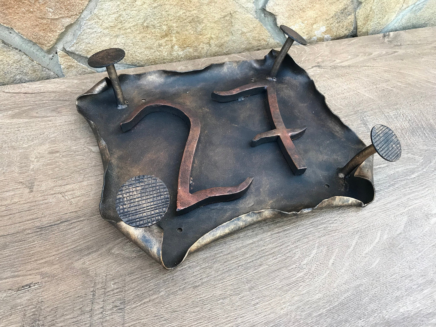 Hand forged address number sigh, rustic plaque, hand forged number, metal house number, house plate, address number sign, address sign