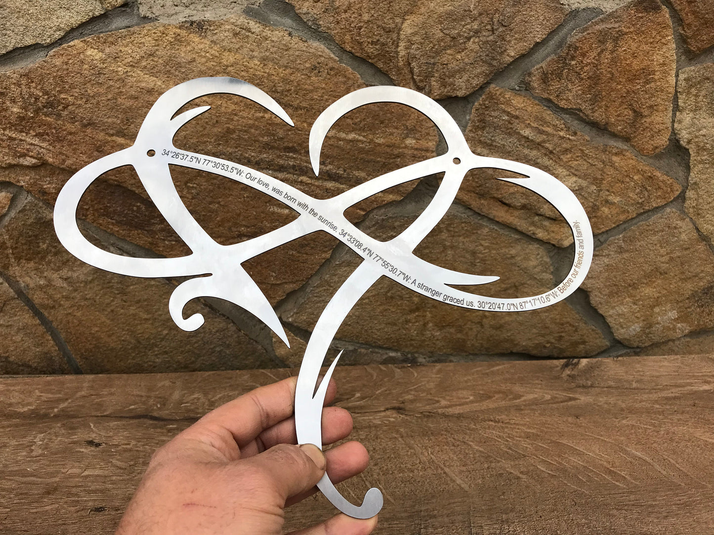 Steel gift, 11 year anniversary, 11th anniversary, engraved steel gift, infinity sign,steel anniversary gift,steel heart,steel infinity sign