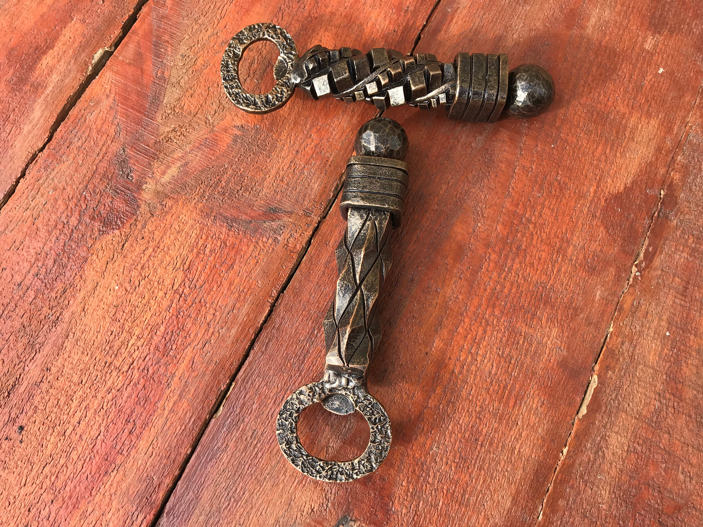 A set of two bottle openers, iron gift, manly gift, mens gift, iron gifts, iron anniversary gift for him,hand forged bottle opener,corkscrew