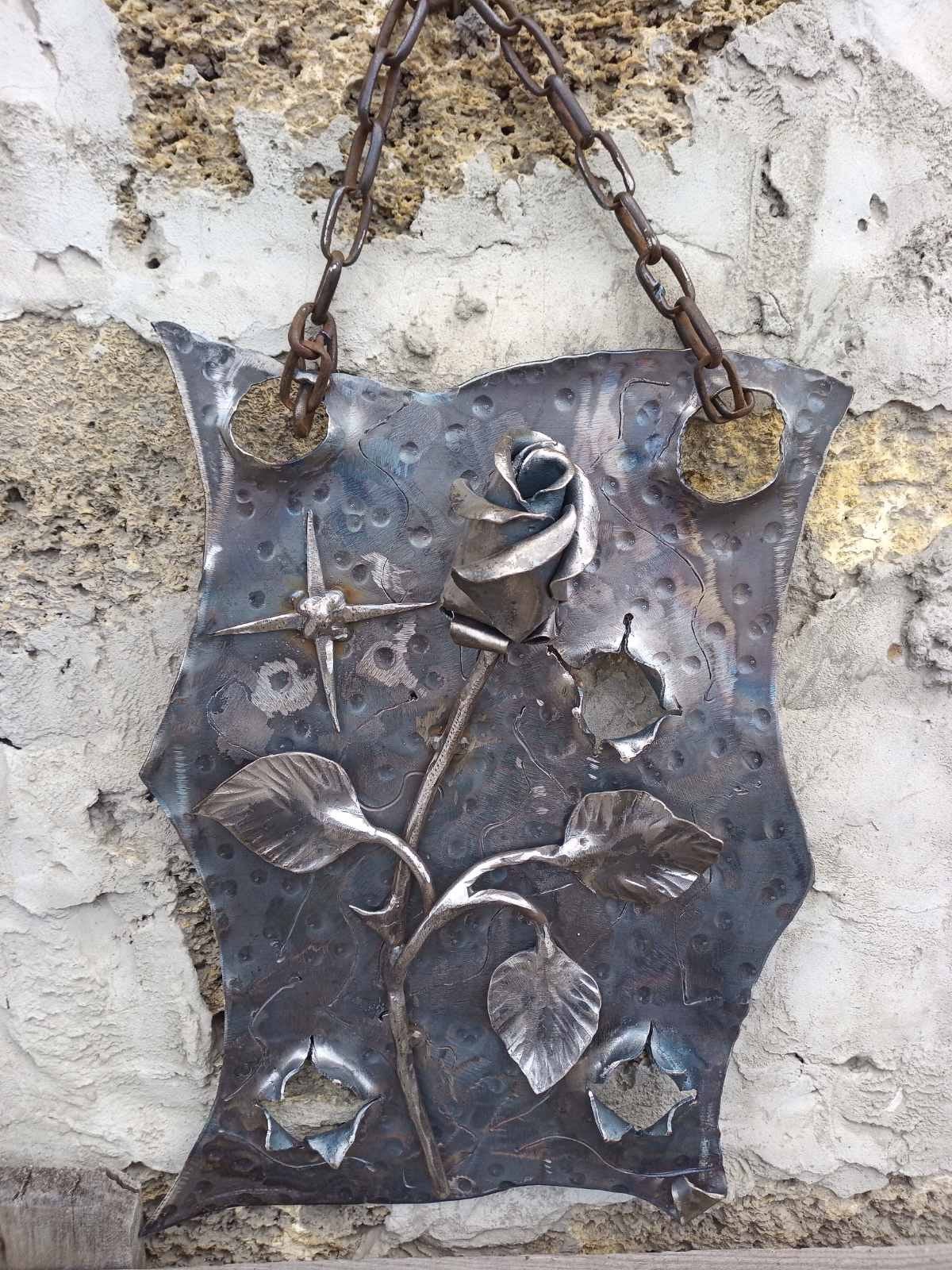 Personalized iron gift, iron rose, iron scroll, metal plaque, iron gifts, iron gift for her, iron sculpture, chain, iron anniversary gift