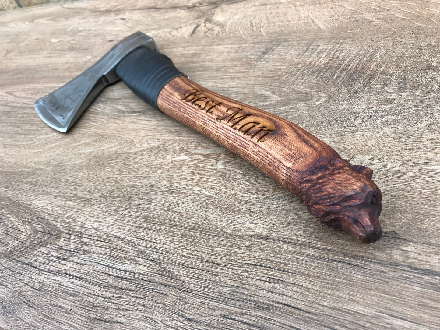 Wedding axe, viking axe, mens gifts, vegvisir, carved wolf, groom gift, viking compass, wedding gift, groomsman gift, best man gift, axe