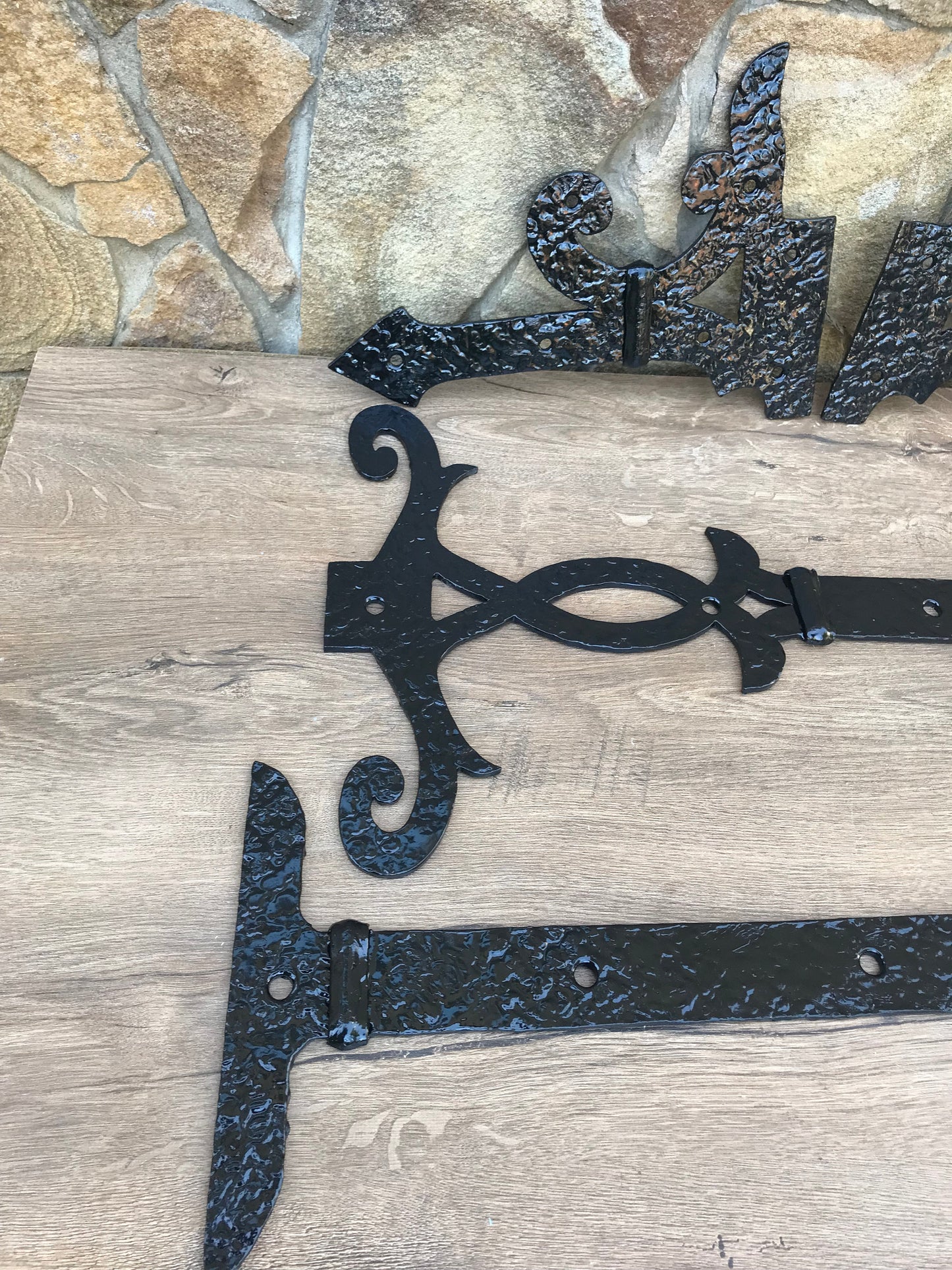 Gate hinges, pair hinges, rustic hinges, shudders, blacksmith, decorative hinges, door handle, strap hinges, metal door hardware,iron nails