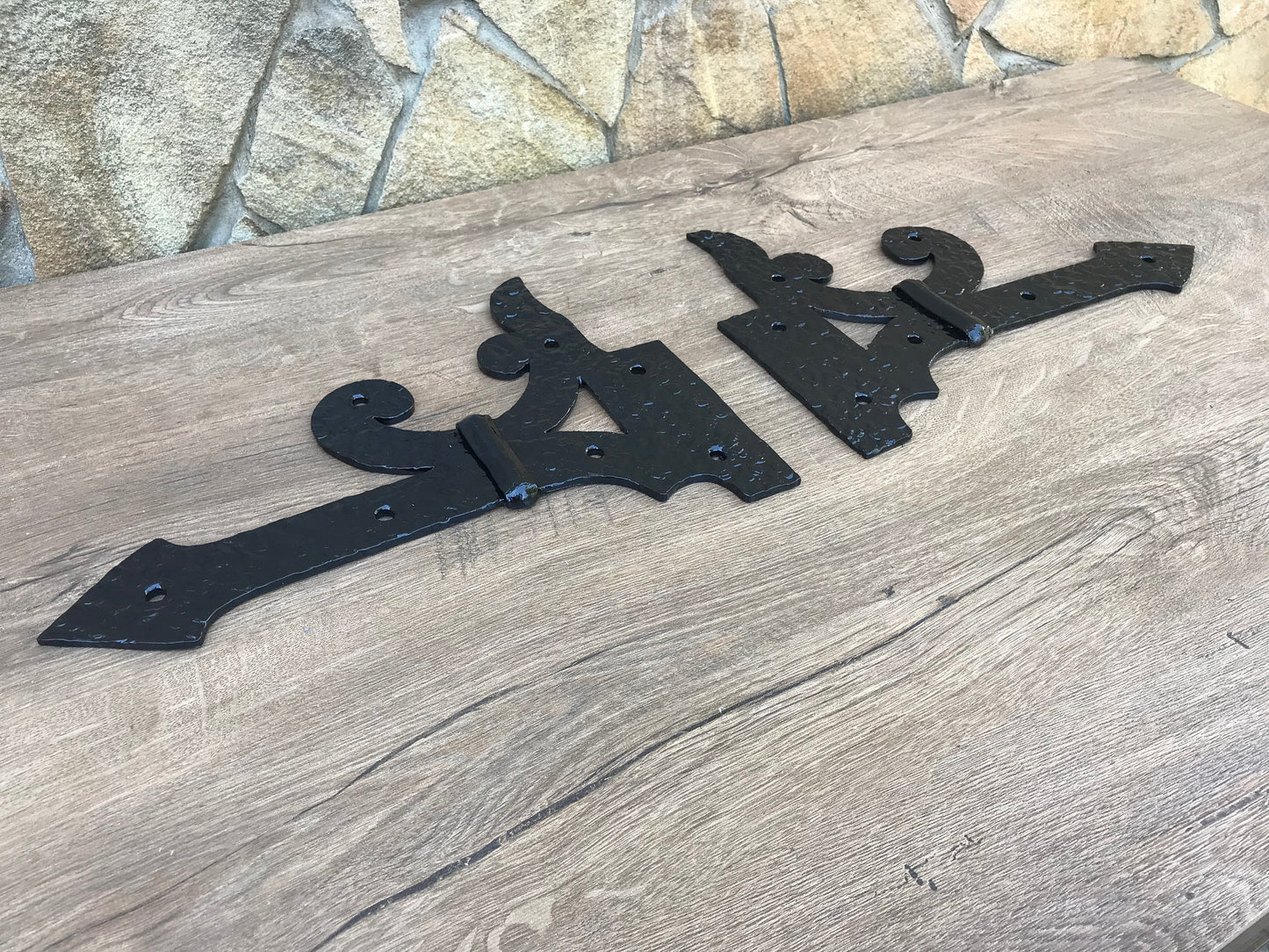 Gate hinges, pair hinges, rustic hinges, shudders, blacksmith, decorative hinges, door handle, strap hinges, metal door hardware,iron nails