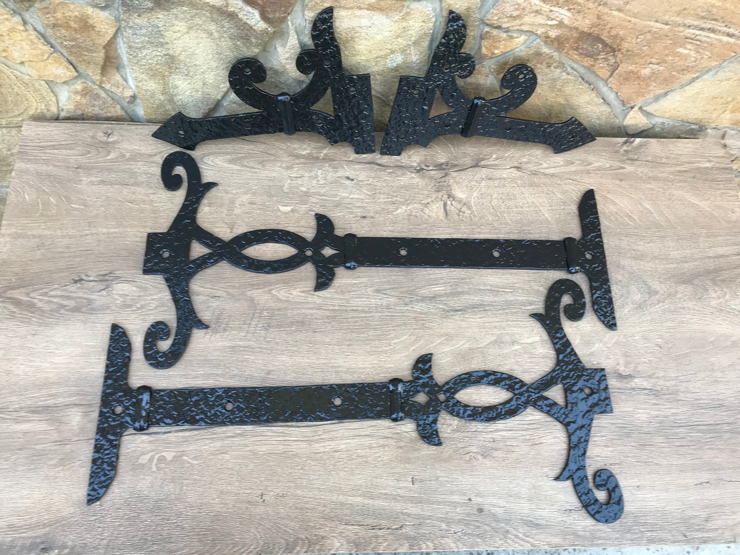 Gate hinges, pair hinges, rustic hinges, shudders, blacksmith, decorative hinges, door handle, strap hinges, metal door hardware,iron nails