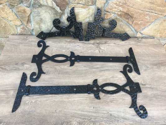 Gate hinges, pair hinges, rustic hinges, shudders, blacksmith, decorative hinges, door handle, strap hinges, metal door hardware,iron nails