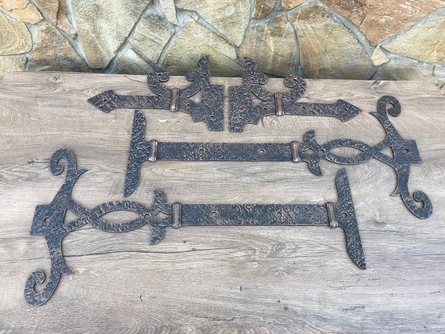 Shutter hinges, gate hinges, pair of hinges, cabinet hinges, furniture hinges, iron hinges, antique,strap hammered brackets,hand forged nail