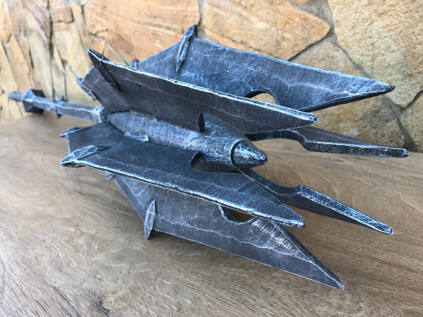 Sauron's mace, pretend play, mace, Sauron, hand forged mace, flail, prop, cosplay mace, cosplay, cosplay weapon, axe