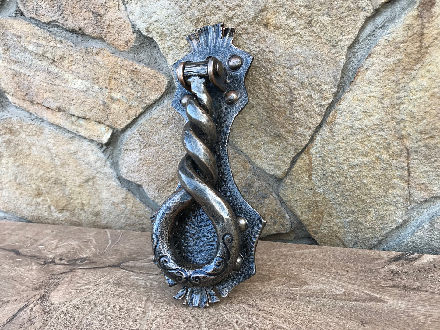 Hand forged door knocker, door pull, door handle, door knocker, mens birthday, gift for dad, husband gift, mens gift ideas, travel gift