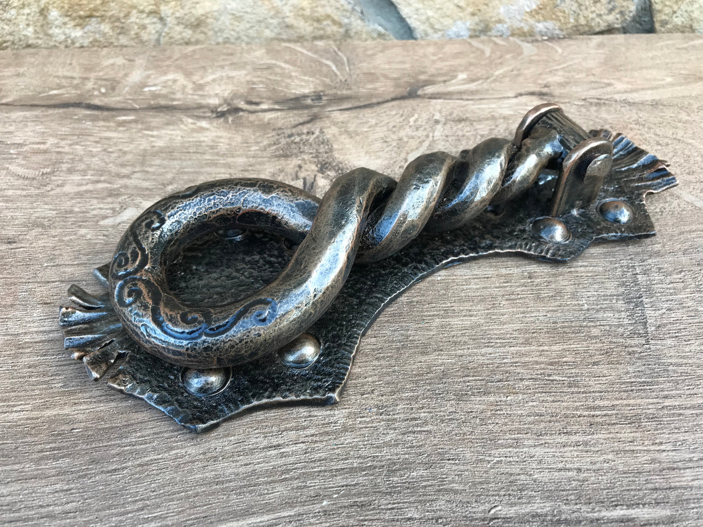 Hand forged door knocker, door pull, door handle, door knocker, mens birthday, gift for dad, husband gift, mens gift ideas, travel gift