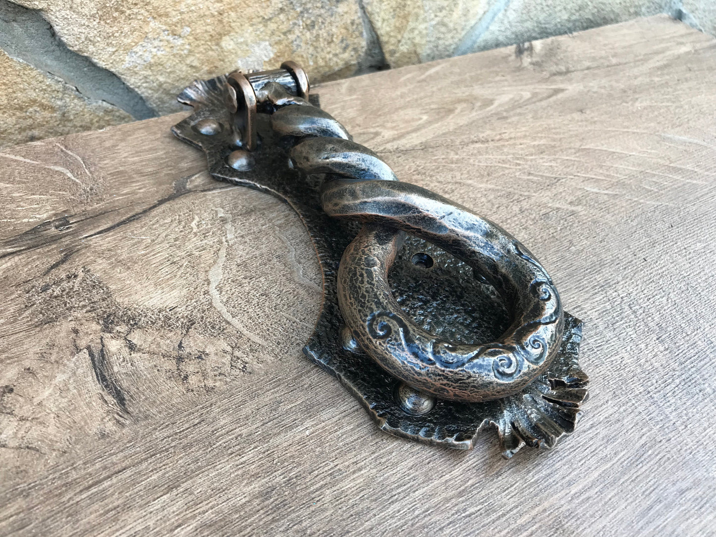 Hand forged door knocker, door pull, door handle, door knocker, mens birthday, gift for dad, husband gift, mens gift ideas, travel gift